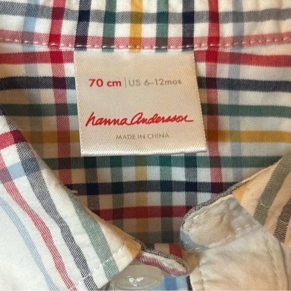 Hannah Andersson baby button down shirts lot of 2 6-12 months - Picture 5 of 12
